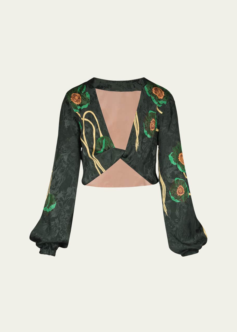Image 1 of 1: Spice Garden Reversible Floral Crop Top