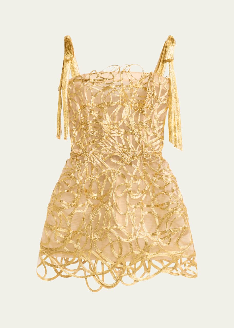 Oscar de la Renta Metallic Cord Mini Dress - Bergdorf Goodman