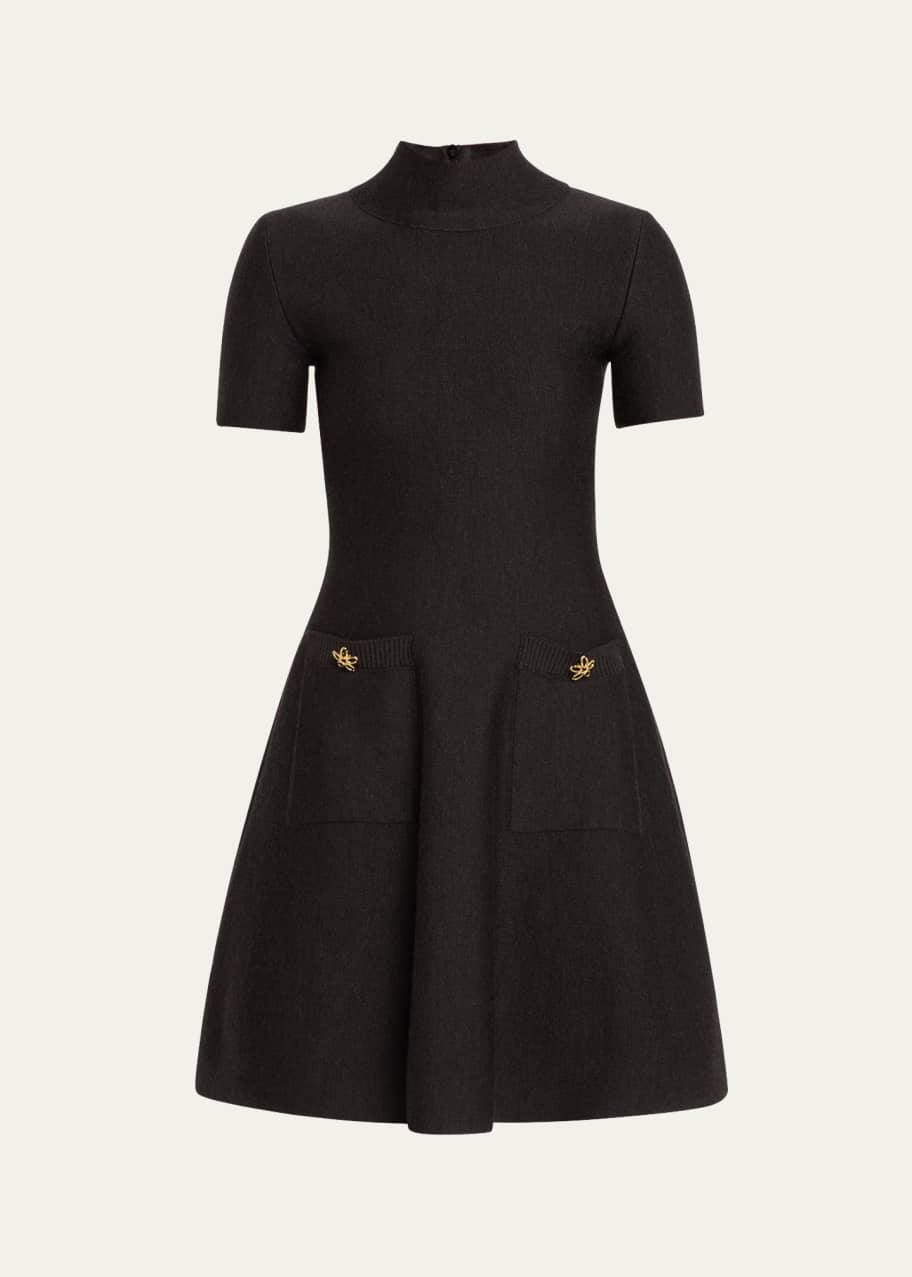 Image 1 of 1: Knit Mini Dress with Jewel Detail