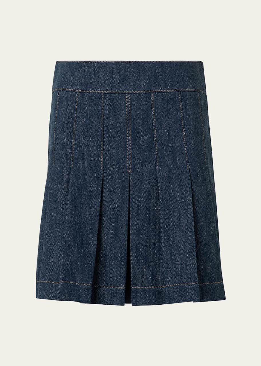 Image 1 of 1: Fit-Flare Denim Mini Skirt