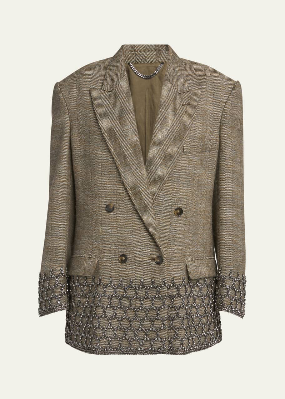 ジャケット Stella McCartney Embroidered wool oversize blazer Stella McCartney Floral Embroidered Oversized Double