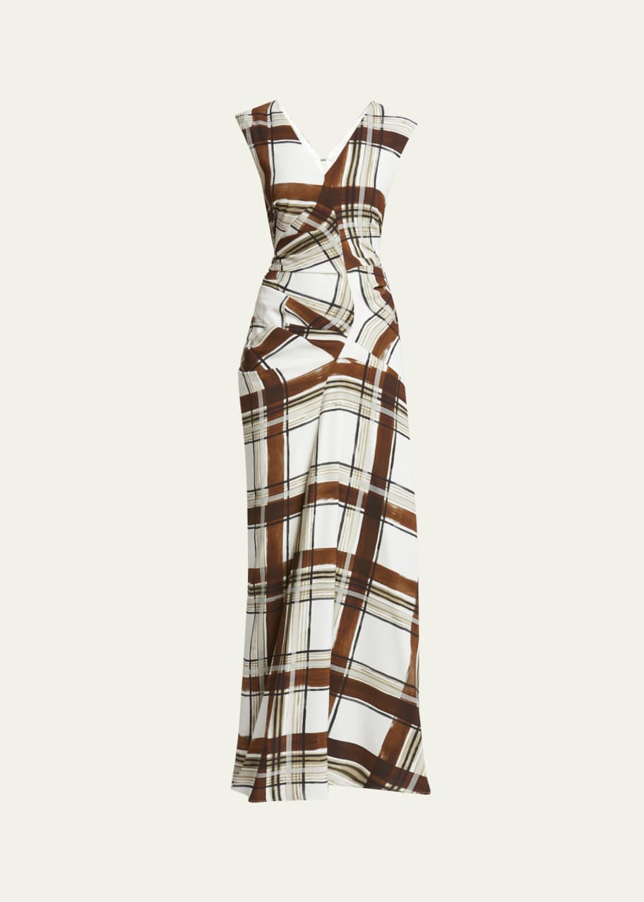 Dries Van Noten Daring Plaid Asymmetric Maxi Dress - Bergdorf Goodman