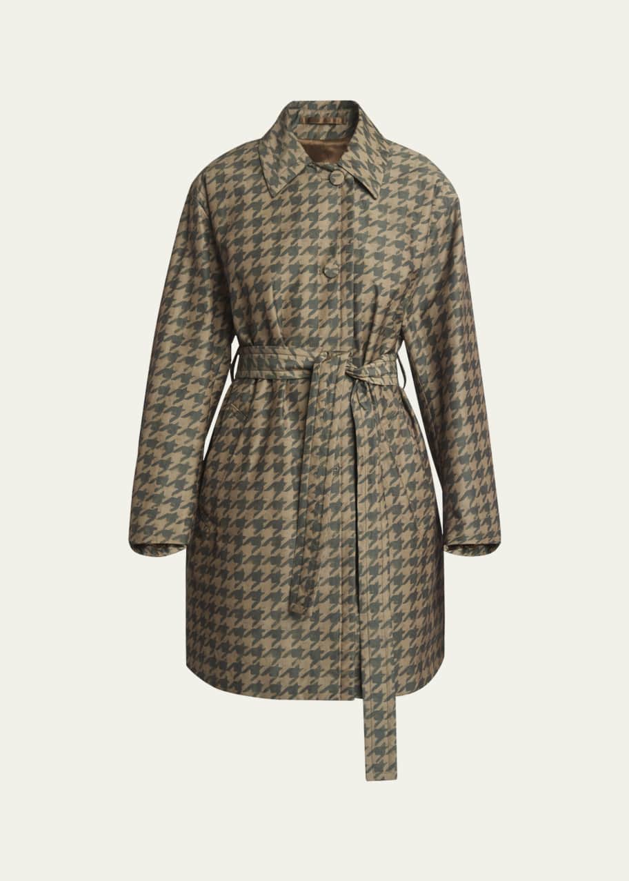 Image 1 of 1: Ramblas Houndstooth Belted Trench Coat