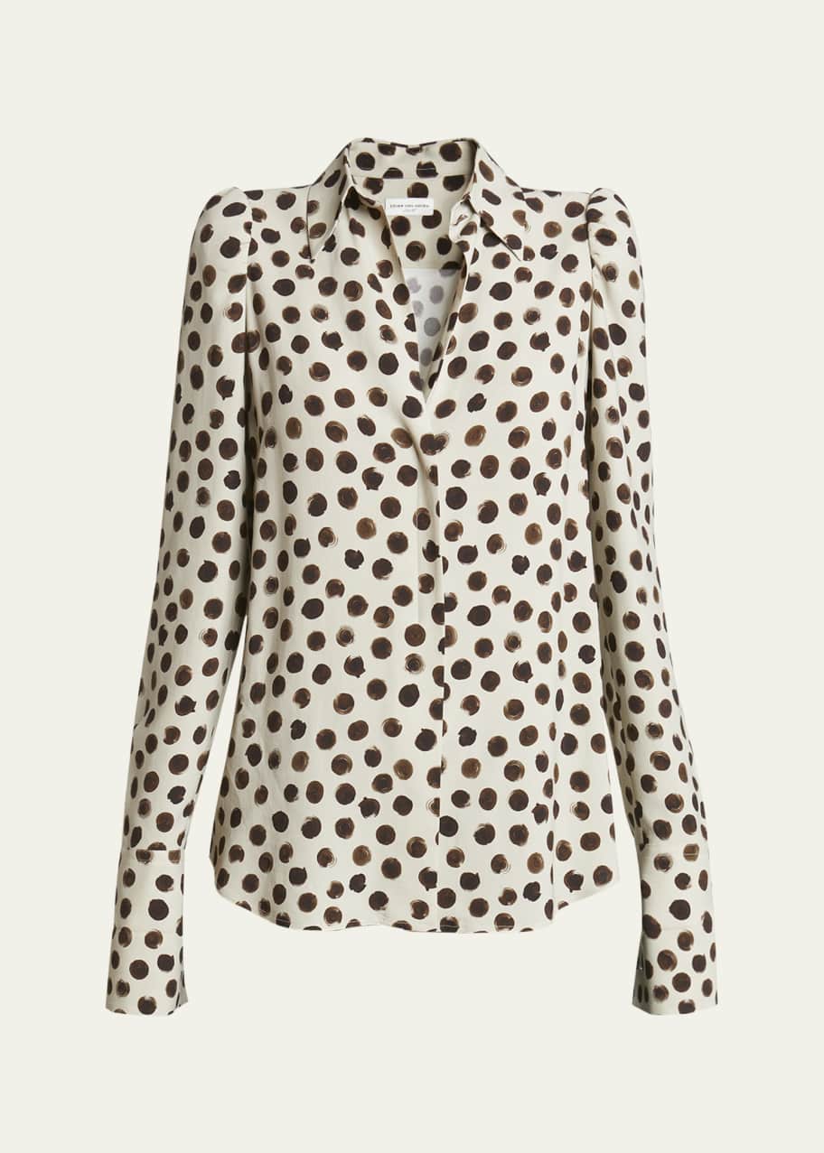 Image 1 of 1: Celindra Polka-Dot Button-Front Shirt
