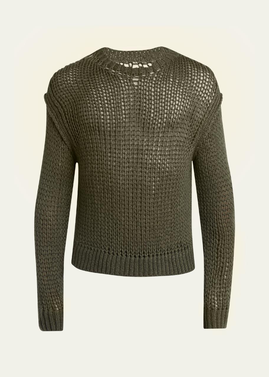 Rick Owens Men's Open Knit Cashmere-Silk Sweater - Bergdorf Goodman