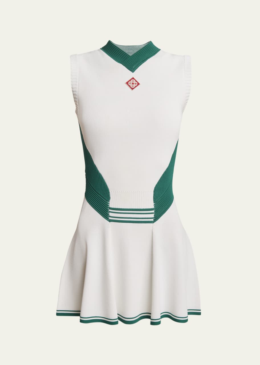 Image 1 of 1: Knit Nylon Mini Dress with Logo Detail