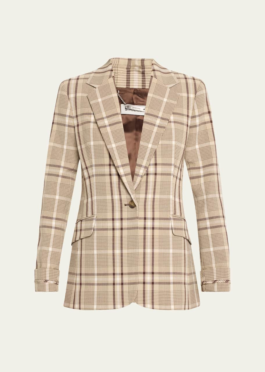 Image 1 of 1: Lillie Plaid Single-Breasted Blazer