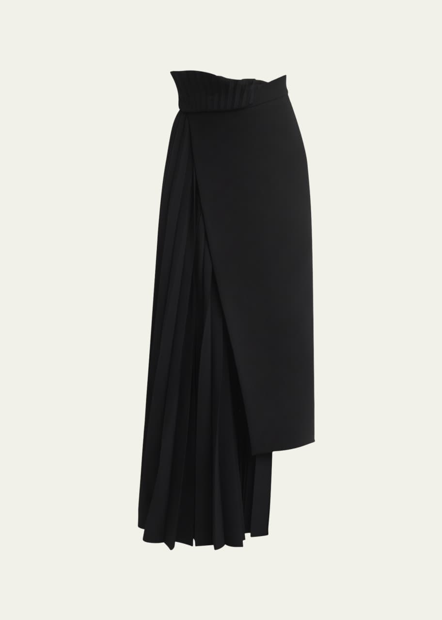 A.W.A.K.E. MODE Asymmetric Pleated-Insert Maxi Skirt