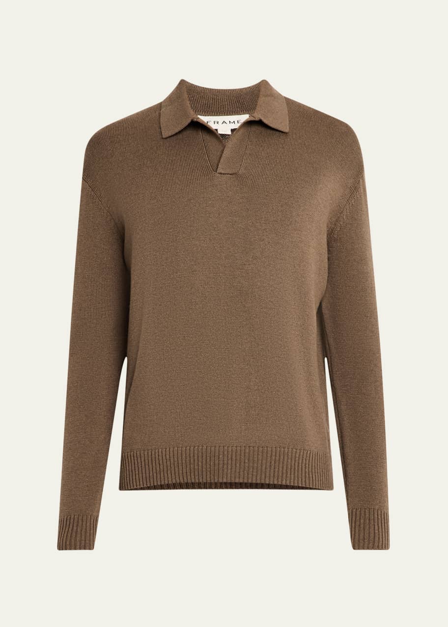 FRAME Men's Wool-Silk Polo Sweater - Bergdorf Goodman