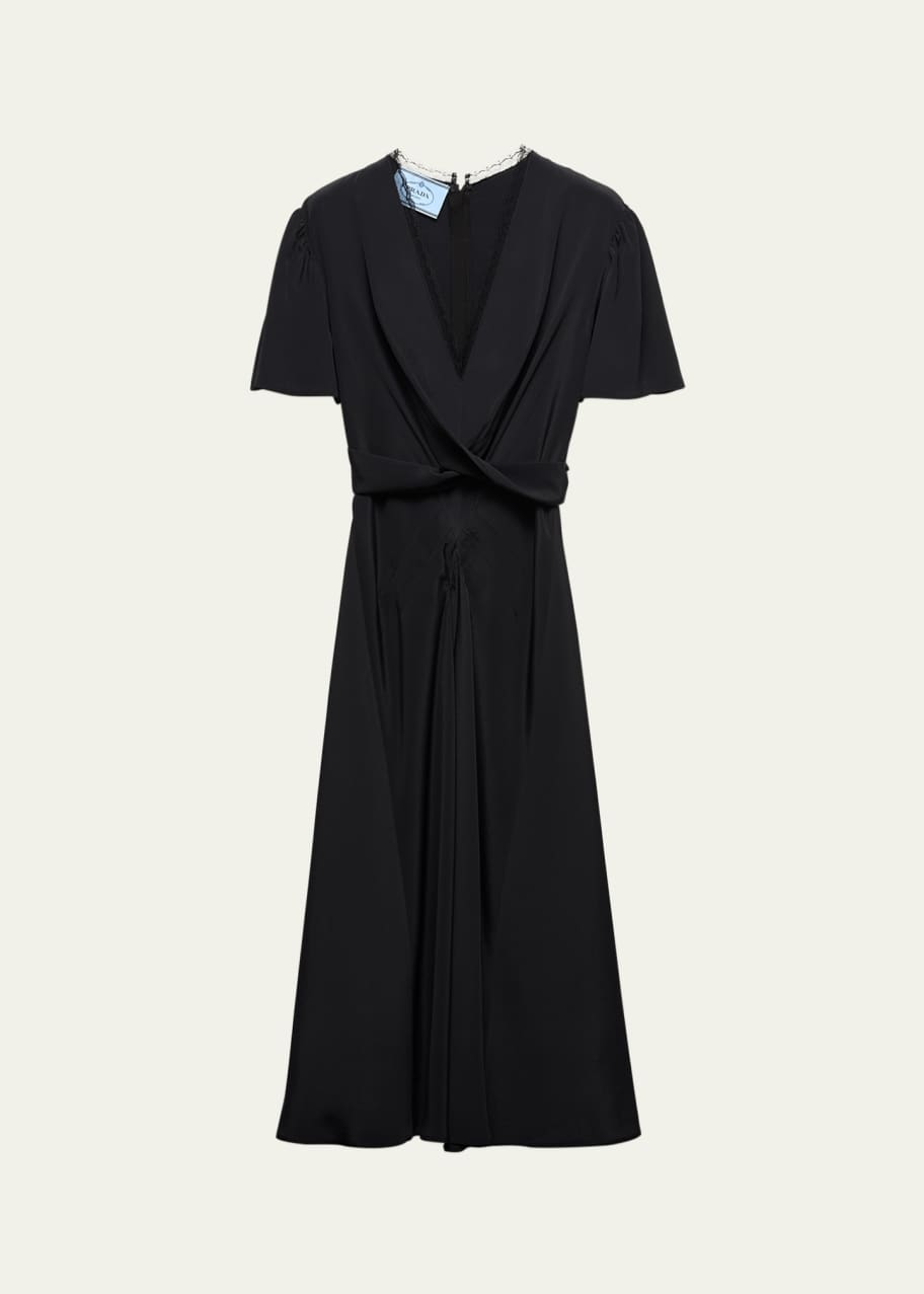 Prada Marocaine Crossover Short-Sleeve Midi Dress - Bergdorf Goodman