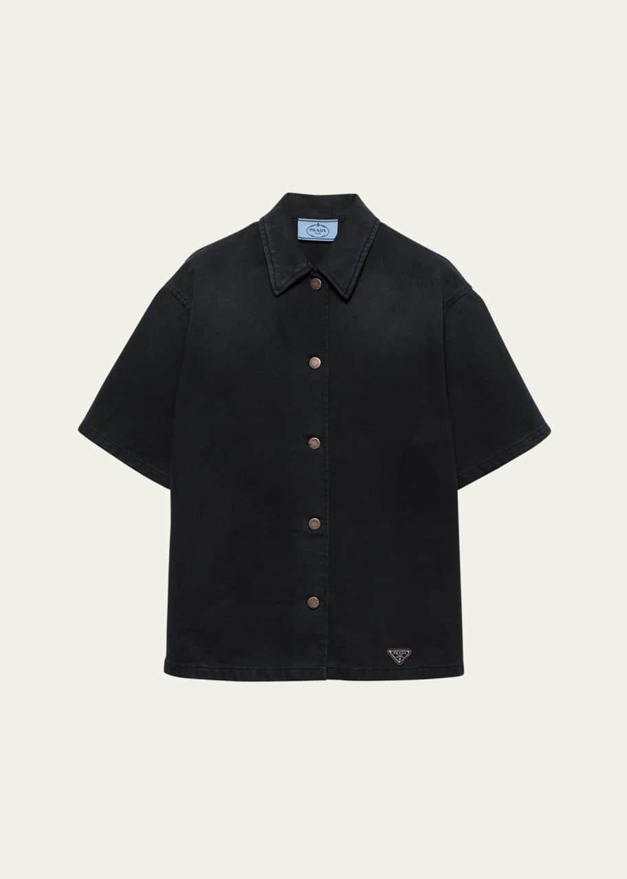 Prada Denim Short Sleeve Shirt - Bergdorf Goodman