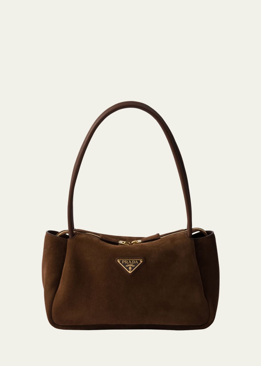 Image 1 of 1: Zip Suede Shoulder Bag