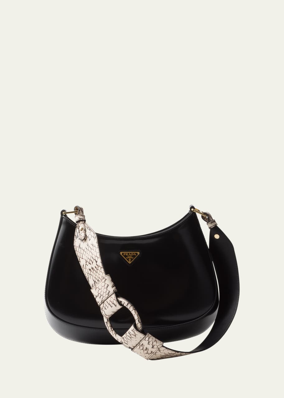 Image 1 of 1: Cleo Snakeskin Leather Shoulder Bag