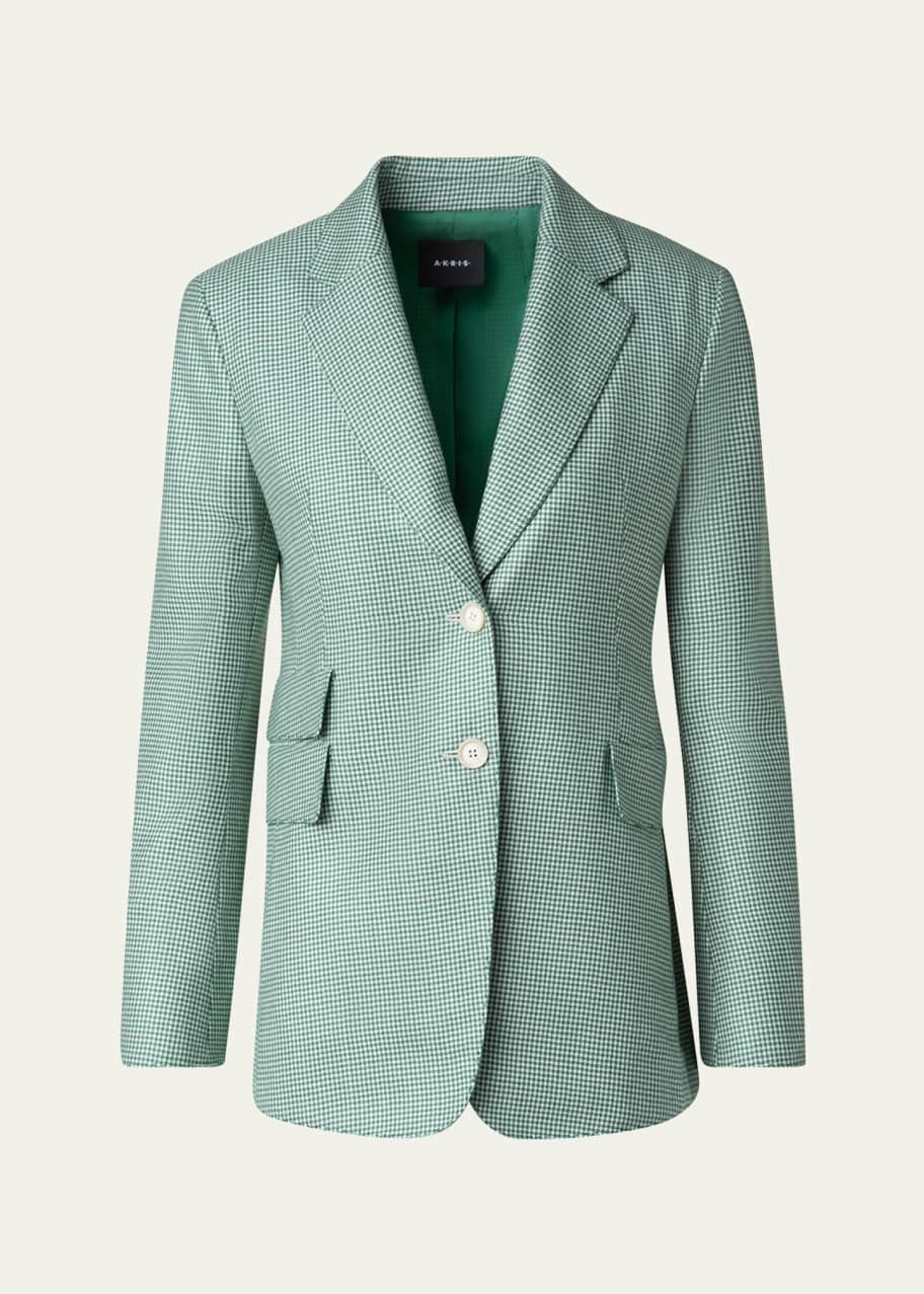 Image 1 of 1: Single-Breasted Cashmere Pepita Jacket
