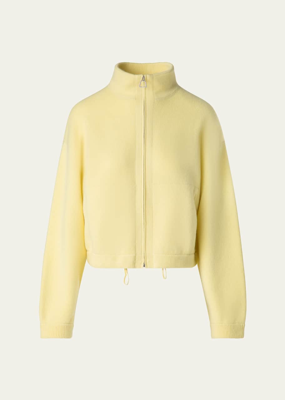 Image 1 of 1: Cashmere Knit Short Zip Cardigan