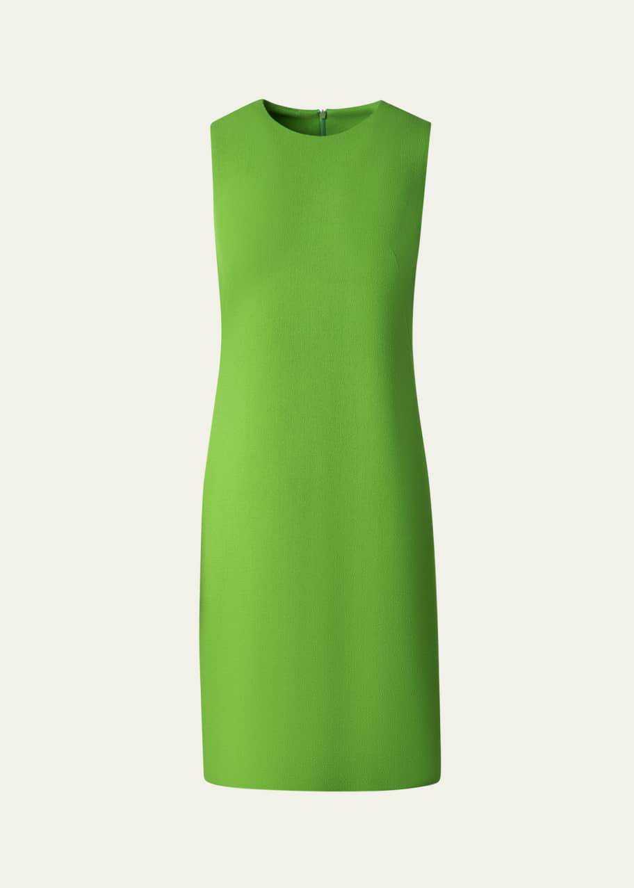Image 1 of 1: Sleeveless Wool Crepe Double-Face Sheath Dress