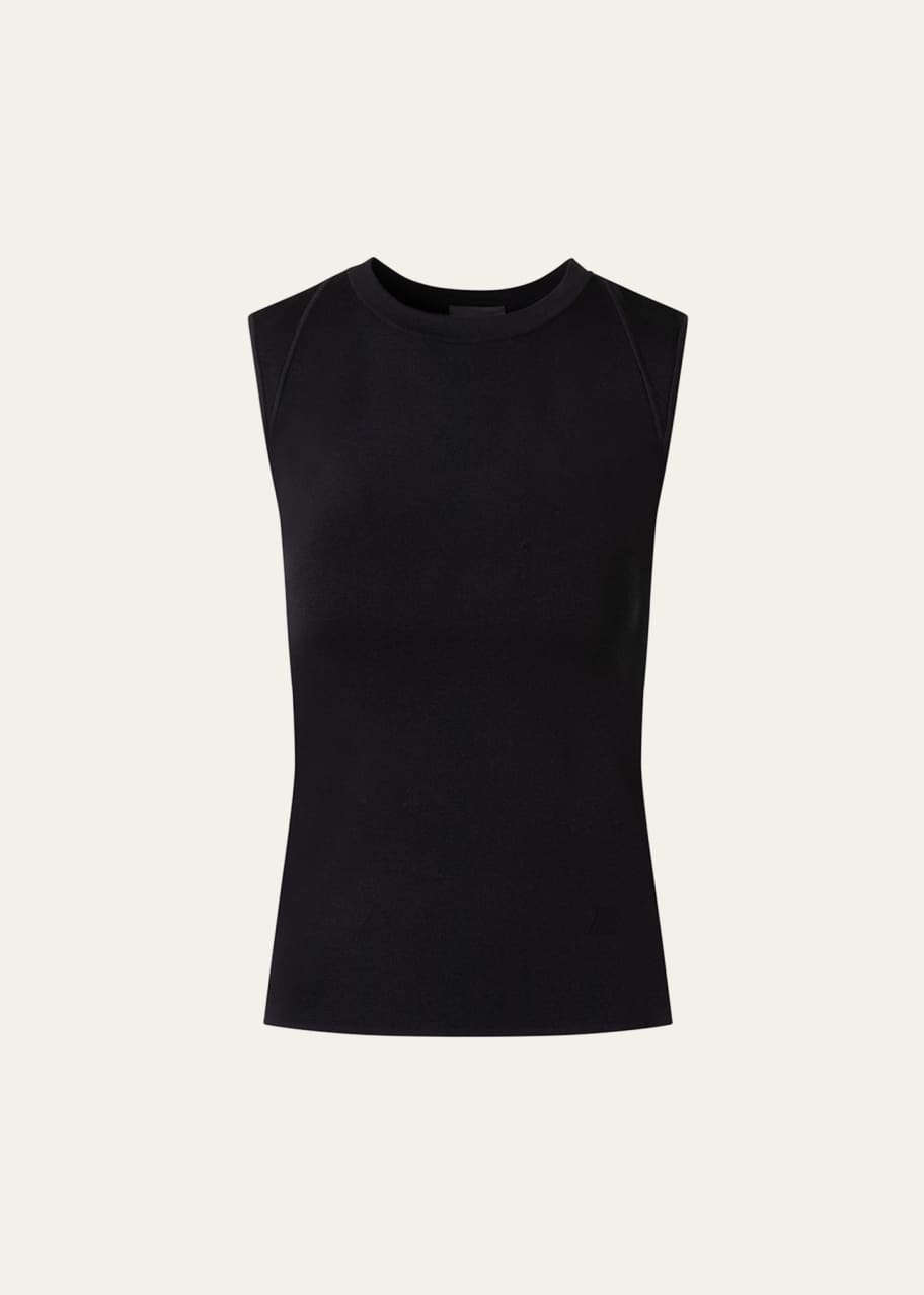 Image 1 of 1: Sleeveless Fitted Silk Stretch Knit Top