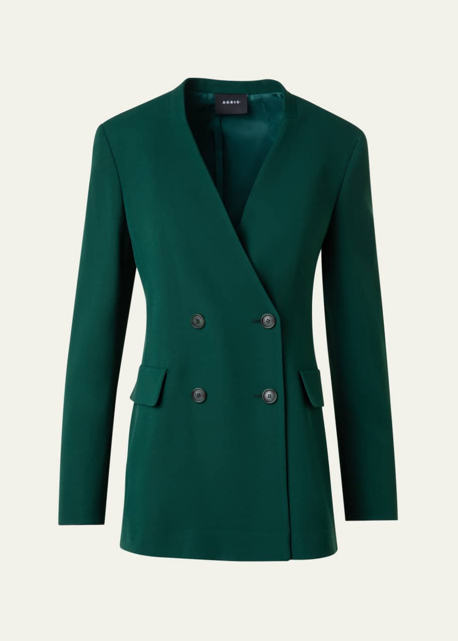 Image 1 of 1: Trinity Double-Breasted Wool Crepe Jacket