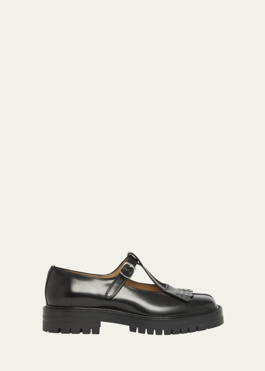 Image 1 of 1: Tabi Split-Toe Leather Mary Jane Shoes
