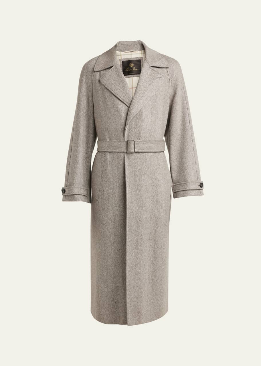 Image 1 of 1: Men's Anthon Single-Breasted Chevron Wool Coat