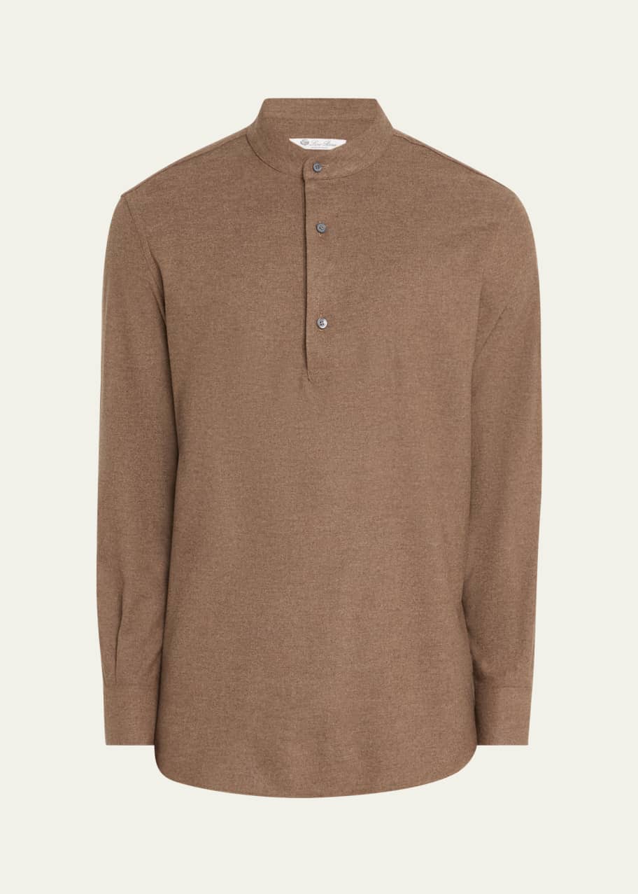 Image 1 of 1: Men's Elia Wool and Cashmere Band-Collar Polo Shirt