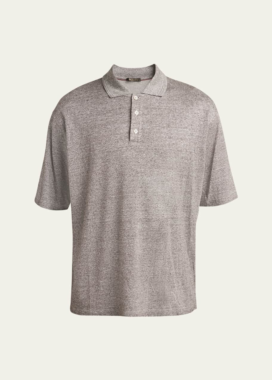 Image 1 of 1: Men's Mollia Linen and Cotton Jersey Polo Shirt