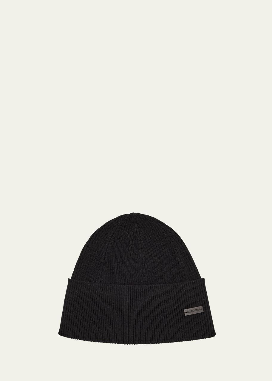 帽子 SAINT LAURENT beanie Saint Laurent Men's Cashmere Knit Beanie Hat with Leather Logo