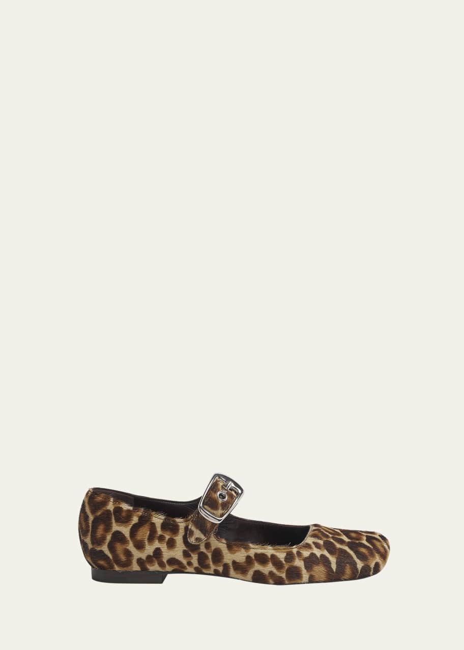 Image 1 of 1: Polly Leopard Mary Jane Ballerina Flats