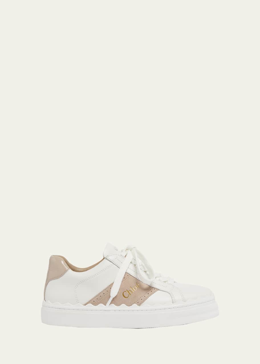 Image 1 of 1: Lauren Mixed Leather Low-Top Sneakers