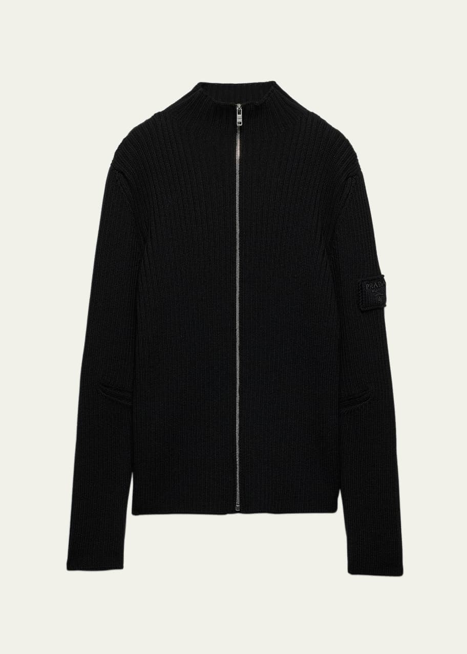 Prada Men's Ribbed Zip Sweater - Bergdorf Goodman