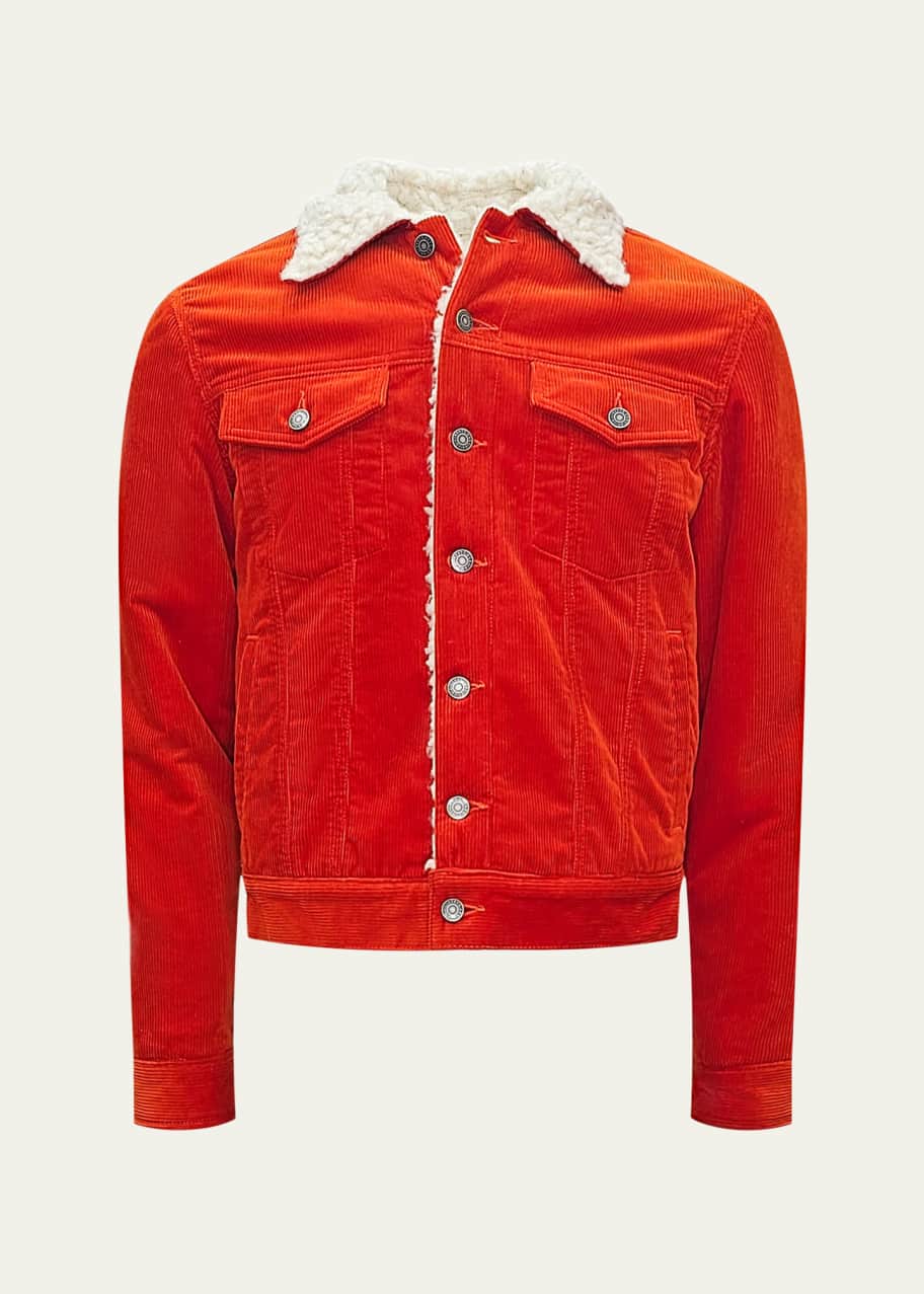 Image 1 of 1: Men's Corduroy Sherpa-Lined Trucker Jacket