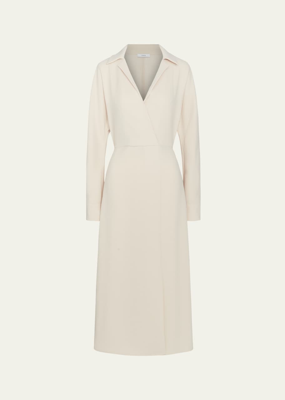 Image 1 of 1: Shaped Collar Dolman-Sleeve Midi Dress