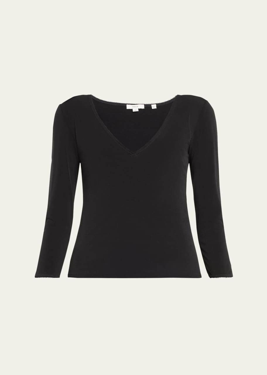 Image 1 of 1: Lingerie Trim 3/4-Sleeve Shirt