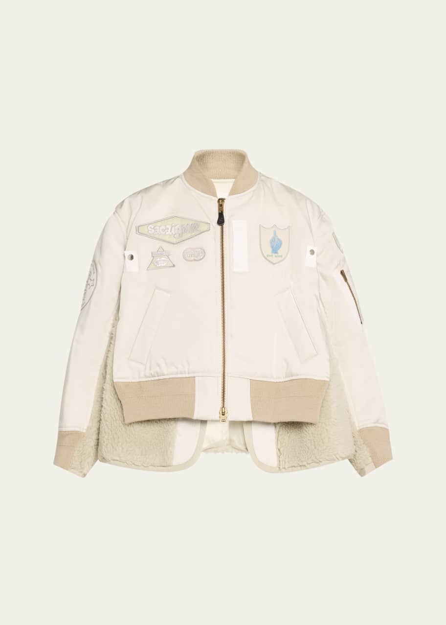 Image 1 of 1: Spiewak Patch Nylon Shearling Bomber Jacket