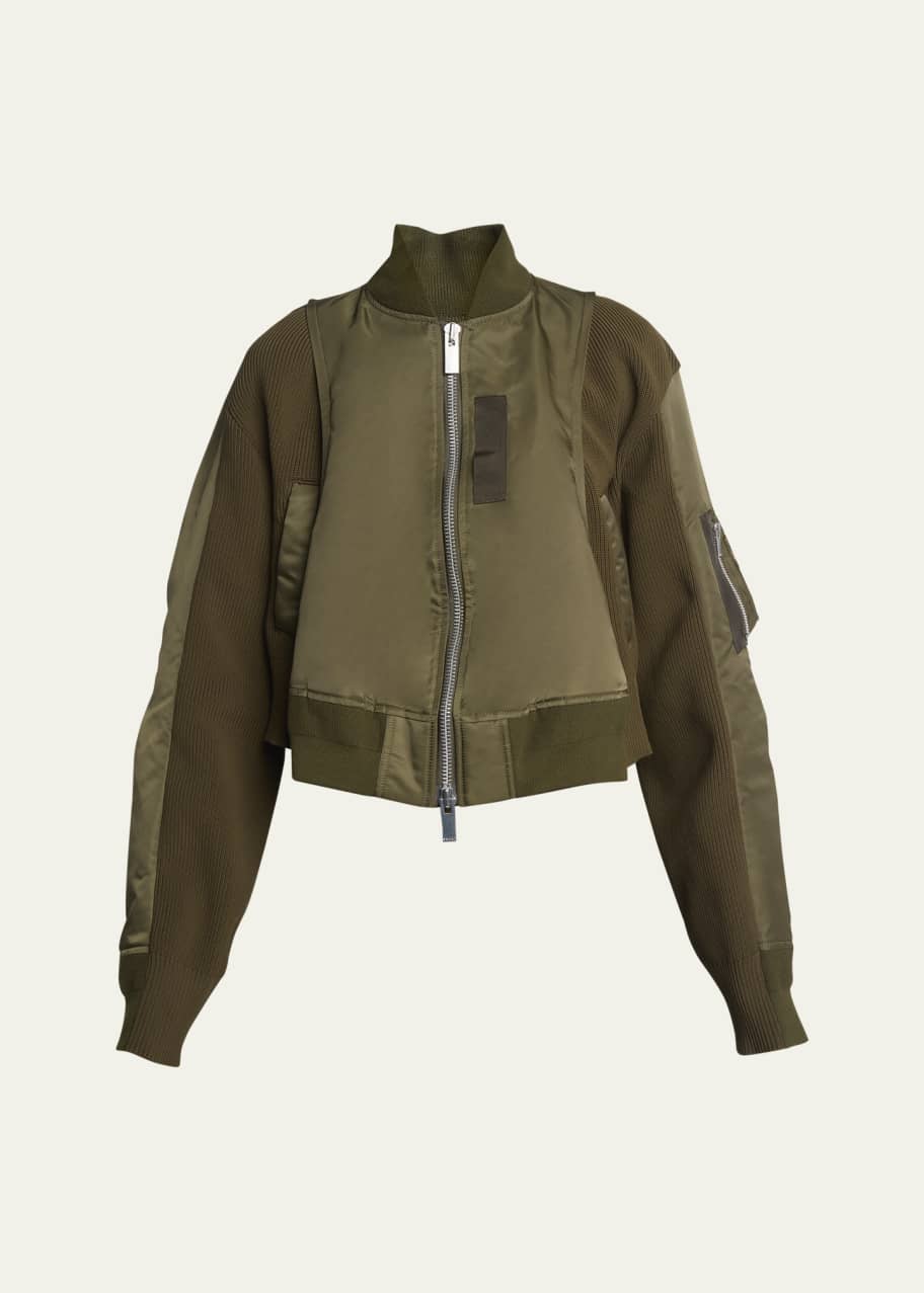Zip-Up Layered Bomber Jacket