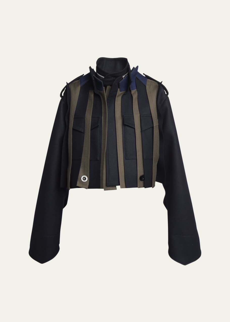 ブルゾン Sacai Two-Tone Wool Bomber Jacket Sacai Two-Tone Wool Bomber Jacket in Black | Lyst