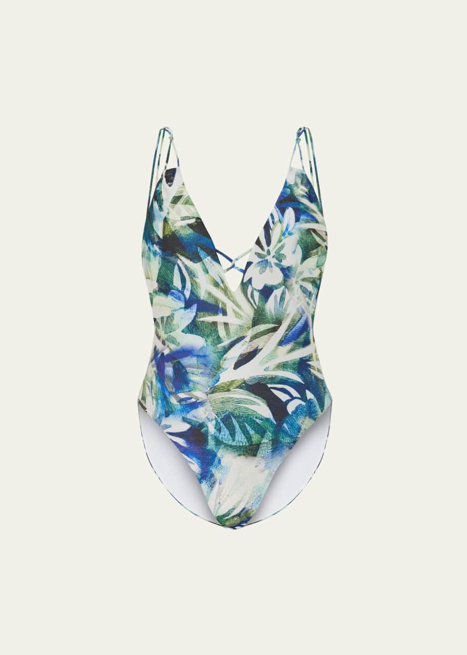 Swimwear Palm Paradise One Piece Swimsuit With Kaftan Olosomo Magio Kaftani