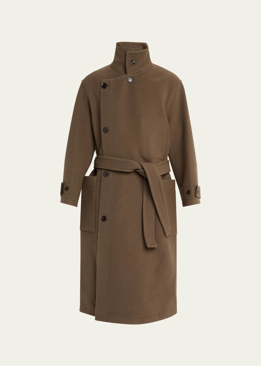 LEMAIRE Men's Double Wool Wrap Coat - Bergdorf Goodman