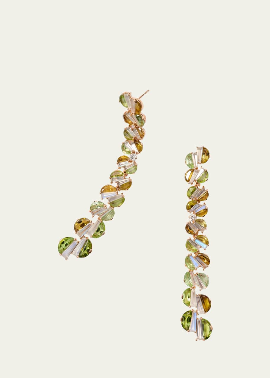 Image 1 of 1: 20K Rose Gold Shirred Multi-Stone Column Earrings