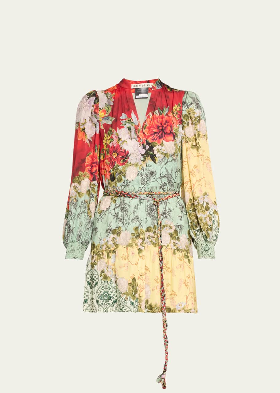 Image 1 of 1: Antonette Long-Sleeve Mini Dress