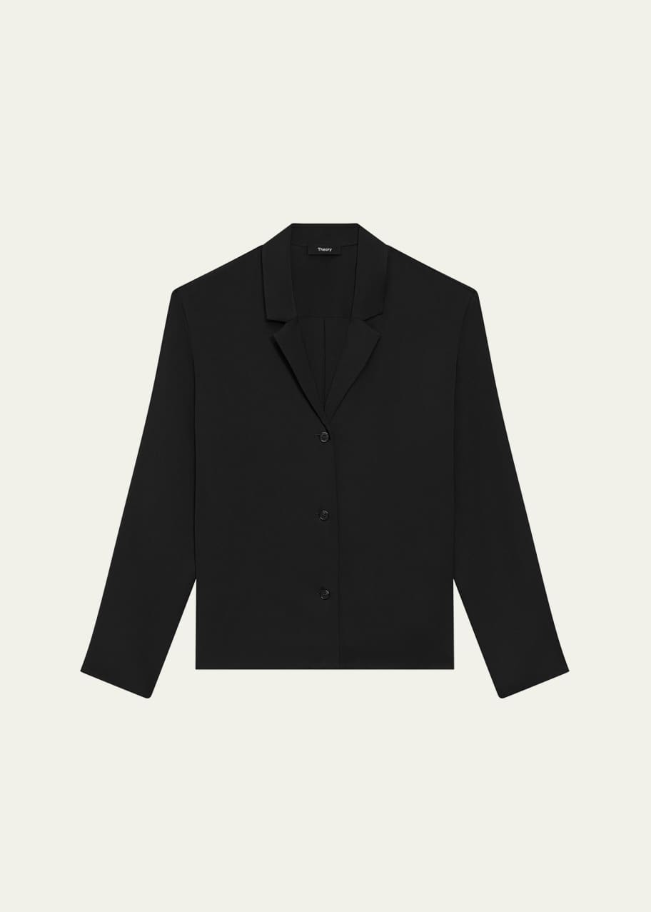 Image 1 of 1: Modern Silk Georgette Lapel-Collar Blouse
