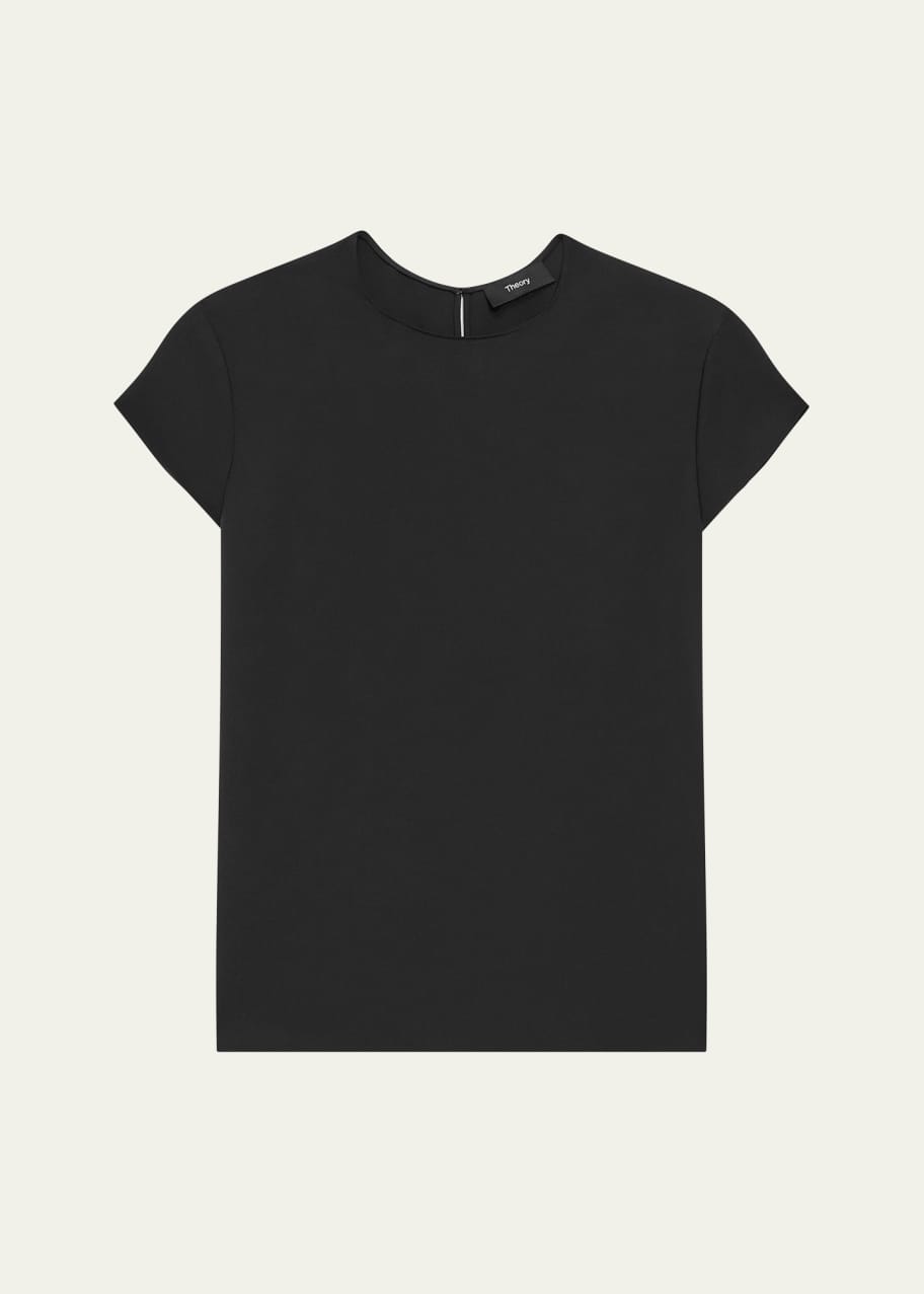 Image 1 of 1: Cap-Sleeve Silk Georgette Top
