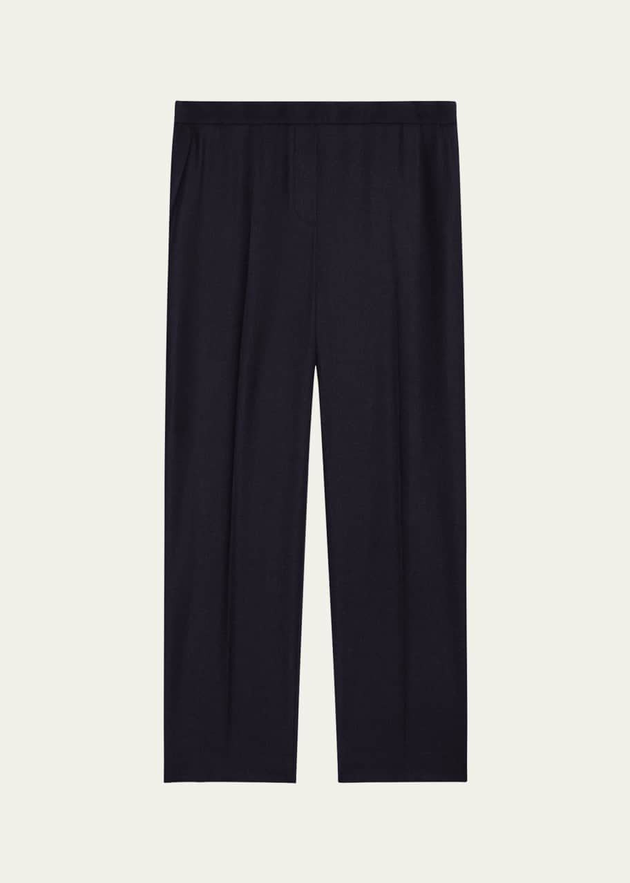 Image 1 of 1: Treeca Virgin Wool Flannel Cropped Pull-On Pants