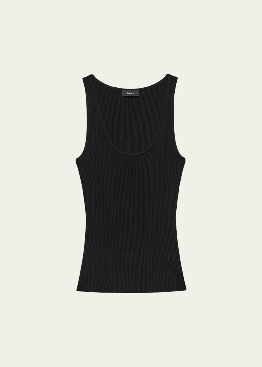 Image 1 of 1: Scoop-Neck Ribbed Tank Top