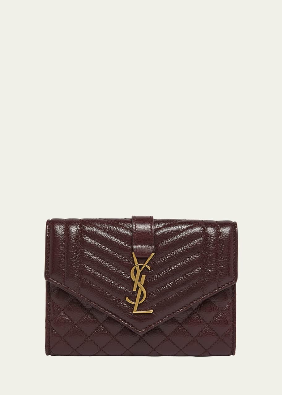 Saint Laurent Small YSL Envelope Flap Wallet in Quilted