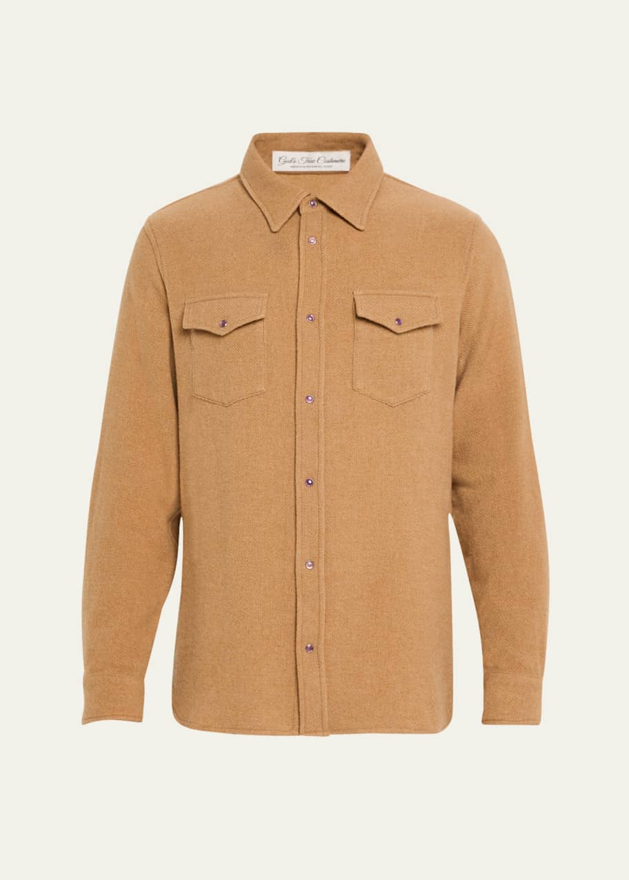 Image 1 of 1: Men's Cashmere Shirt with Amethyst Snaps