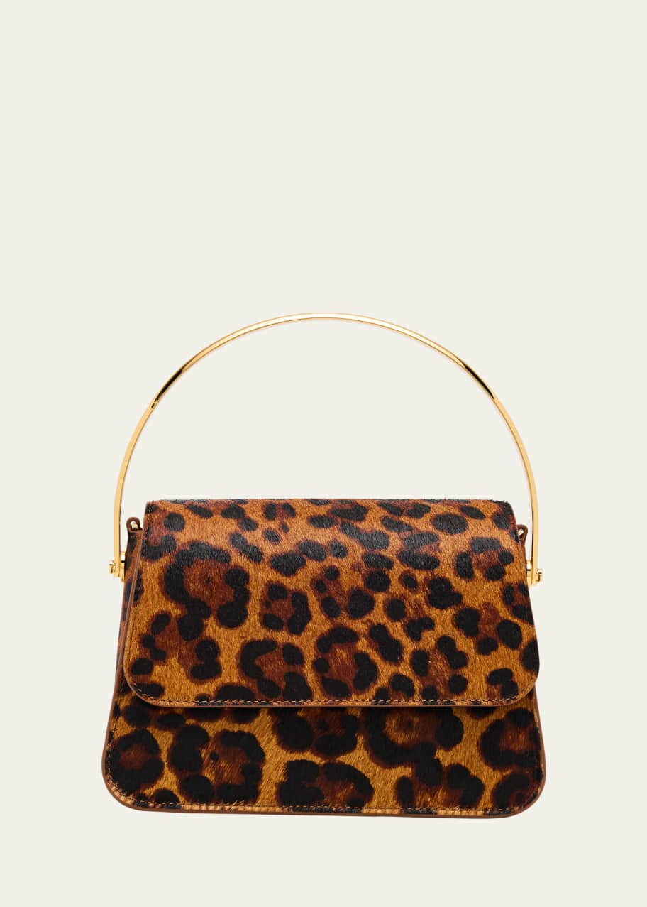 Image 1 of 1: Aria Mini Leopard Calf Hair Top-Handle Bag