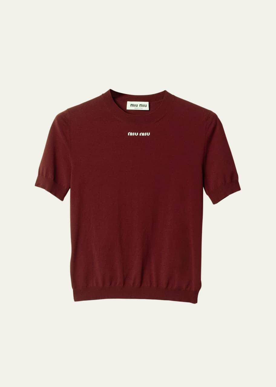 MIUMIU 26S SHORT SLEEVE KNIT TOP 1008