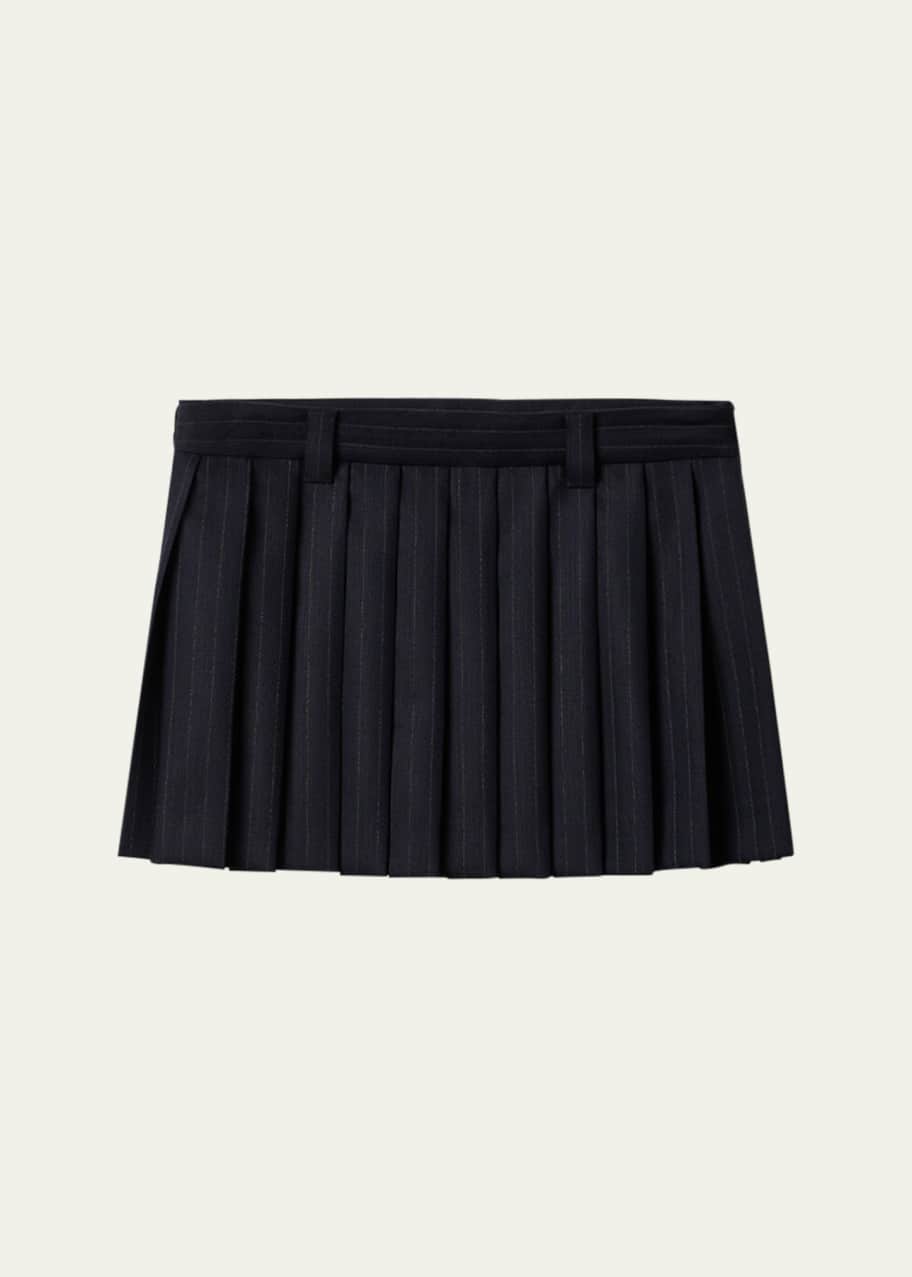 【WONDER WONDER】[Wool Blend] Miff Pin Stripe Pleated Skirt Miu Miu Pleated Pinstripe Wool Mini Skirt - Bergdorf Goodman
