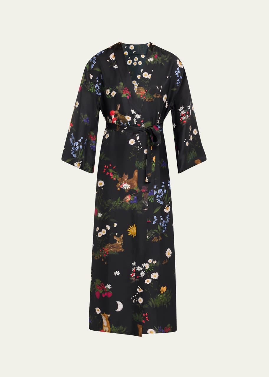 Image 1 of 1: Passionnment Reversible Silk Twill Robe